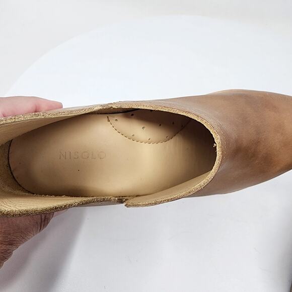 Nisolo Mia Everyday Ankle Boot Women 6.5M Almond Leather Stacked Heel Pull-on - Picture 10 of 13